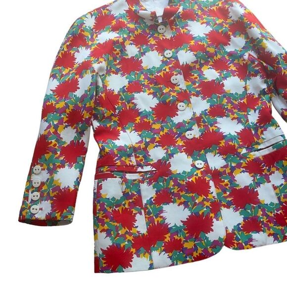 ESCADA by Margaretha Ley Multicolored Floral Button Down Jacket LARGE - Picture 7 of 15